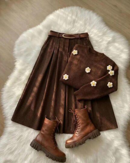 ست بلوز+دامن+كمربند 1353